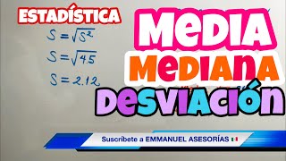 MEDIA MEDIANA y MODA Varianza y Desviación Estándar paso a paso [upl. by Earle]