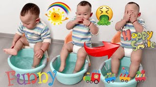 The Baby Was Washing His Feet But The Smell Was So Bad That He Vomited【Amazing Children Toys】 [upl. by Razid191]