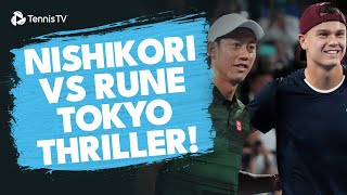 Kei Nishikori vs Holger Rune Dramatic Match  Tokyo 2024 QuarterFinal [upl. by Akeihsal104]