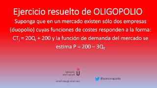 oligopolio ejercicio resuelto Cournot y Stackelberg [upl. by Karon68]