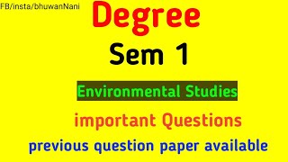 Degree environmental science important questions semester 1degree sem1 Evs important questionsimp [upl. by Sokcin772]