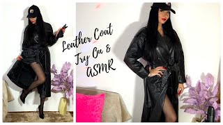 ASMR Leather Coat Try On amp Tingly Sounds [upl. by Kenimod]