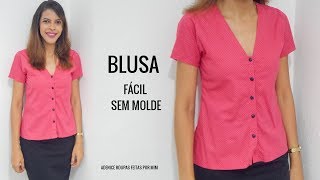 BLUSA FÁCIL COM DECOTE V EM TRICOLINE [upl. by Chelton]