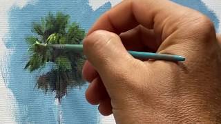 How to paint Different Palm trees in Acrylics  What materials I use [upl. by Vladi81]