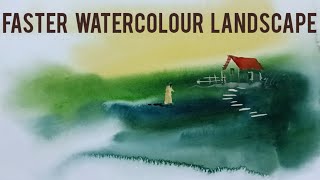 Faster watercolour landscapeWatercolour landscape faster dadartviralvedio [upl. by Alice]