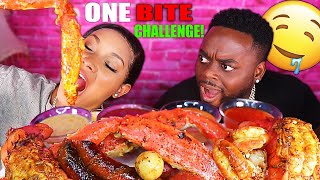 ONE BITE SEAFOOD BOIL MUKBANG CHALLENGE KING CRAB MEGA PRAWNS LOBSTER TAILS 먹방  QUEEN BEAST [upl. by Kingdon]