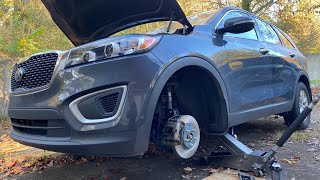 2016  2018 Kia Sorento Front Brake pads and rotors replacement step by step [upl. by Webber]