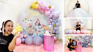 Como Hacer un Arco de Globos e instalarlo en un Panel Circular🦋🌸Decoración para cumpleaños🌺 [upl. by Eniladam202]