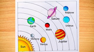 Solar System Drawing How to Draw Solar System Easy Solar System Drawing for School Project [upl. by Gebhardt870]