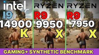 R9 9950X VS I9 14900K VS R9 7950X GAMING SYNTHETIC TEST AMD RYZEN 9950X NEW ZEN5 CPU  RTX 4090 [upl. by Sahcnip]