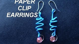 PAPER CLIP EARRINGS Blue plastic spiral paper clip earrings how to diy repurpose project [upl. by Marlette]