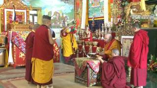 17th Gyalwang Karma performs Long Life Offering to Kenchen Thrangu Rinpoche [upl. by Johannah]