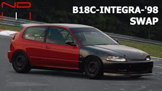 GT7 Honda Civic SiR ･II EG 93  B18CIntegra98 Engine Swap Cockpit  Hood Cam – Nordschleife [upl. by Htezil385]