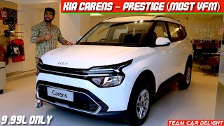 Kia Carens Prestige Rs 999 lakh  Detailed Walkaround with Service Cost On Road Price [upl. by Tterrej460]