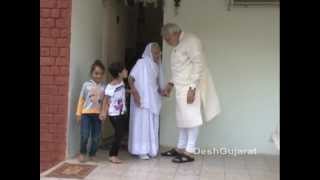 Narendra Modi visits his mothers home in Gandhinagar to seek her blessings on his birthday [upl. by Beker]