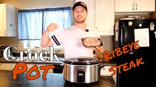 How to make Ribeye Steak in a crock pot slow cooker Easy Recipe [upl. by Misak78]