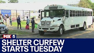 NYC migrant crisis Shelter curfew starts Tuesday [upl. by Ramalahs]