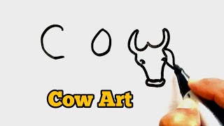 Cow Drawing From quotCOWquot Letter🐄 Easy Cow drawing [upl. by Aneekahs]