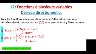 La dérivée directionnelle nentraine pas la continuité et encore moins la différentiabilité [upl. by Atinna301]