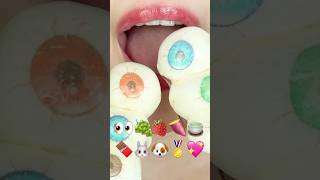 ASMR EMOJI FOOD 👀🍇🍓🍠🍵🍫🐰🐶🏅💖 이모지 먹방 sped up [upl. by Alatea986]