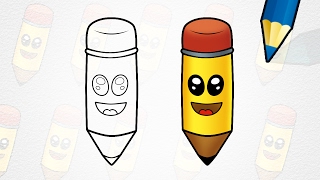 How to Draw a Cartoon Pencil  Easy [upl. by Linskey655]