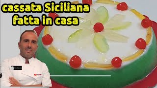 Cassata Siciliana fatta in casaRicetta spettacolare con glassa allacqua facile in 2 minuti [upl. by Attenaej]