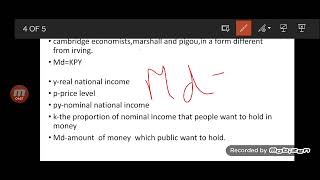 quantity theory of money  Cambridge cash balance approach Marshall and pigou MMdkpy [upl. by Euqinaj907]