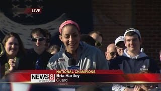 Stefanie Dolson Bria Hartley speak at UConn National Championship rally [upl. by Hareema]