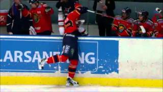 Mika Zibanejad puts Klingberg over the boards  February 21th 2011 [upl. by Guerin845]