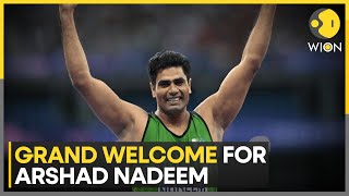 Pakistan Grand welcome for Olympian Arshad Nadeem  World News  WION [upl. by Kaufmann301]