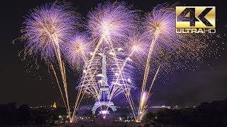 ⁽⁴ᴷ⁾ Paris 2018 Feu dartifice  Tour Eiffel Quatorze Juillet  Fête nationale  GroupeF [upl. by Dihgirb]