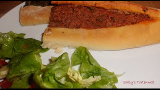 Pide mit Hackfleisch SpinatFeta Rezept  Kiymali Pide Ispanakli Pide tarifi  türkisch [upl. by Kyne260]