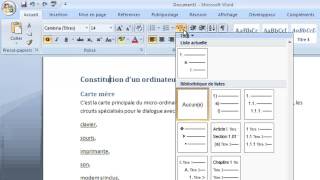 Word 2007 tutoriel 3  Numéroter les titres [upl. by Peckham689]