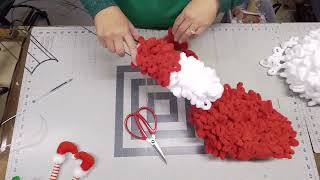 How to Make Candy Cane Yarn Christmas Elf Wreath 2024 Tutorial [upl. by Rez]