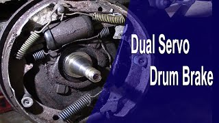 How To Replace Brake Shoes amp Wheel Cylinder On A Dual Servo Drum Brake  Ford Mustang [upl. by Hasen]