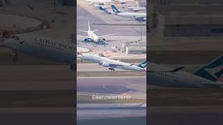 CATHAY PACIFIC A350900 takeoff at Hong Kong Airport shorts aviation plane a350 takeoff [upl. by Orsa]