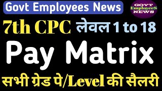 7th Pay Matrix for Level 1 to 18 जानिए Grade Pay 1800 to HAG का नया लेवल amp सैलरी 7th Pay Matrix [upl. by Vergil]