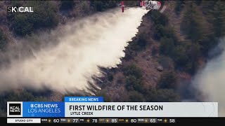 Nob Fire 160 acre wildfire burning in Lytle Creek [upl. by Aihsas956]