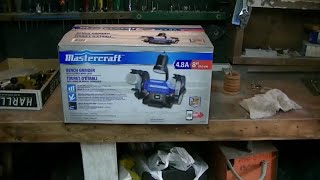 Mastercraft 8 inch Bench Grinder unboxing assembly and test [upl. by Eugenio890]