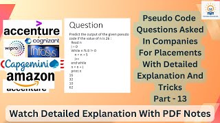 Accenture pseudocode Questions  Infosys Capgemini Part 12 itjobs pseudocode interviewquestions [upl. by Beverly]