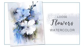 Watercolor Loose Flowers Tutorial Step By Step [upl. by Ecnarrat]