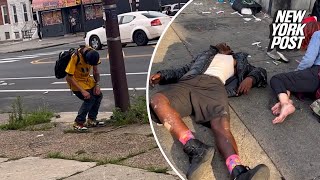 Shocking video shows zombielike addicts at ‘ground zero’ of Philadelphia’s ‘tranq’ epidemic [upl. by Ylla]