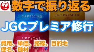 JAL JGCプレミア修行 搭乗回数、費用、FOP単価、目的地、路線、機材、便名などを数字で振り返ってみた プレミアのカードが届いたので開封もしてみた【上級会員を目指すステータス修行】 [upl. by Yelsnya180]