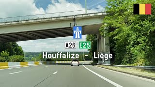 4KHDR Driving in Belgium Autoroute A26 E25 from Houffalize to Liège [upl. by Tnattirb]