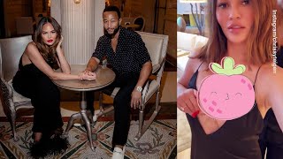 Chrissy Teigen Flaunts Sultry Date Night Look amp Proudly Shows Breast Lift Scars [upl. by Joey]