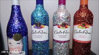 DIY GLITTER WINE BOTTLES QUICK LAST GIFT TO MAKE FOR ANY EVENT HOW TO SEAL GLITTER [upl. by Letnohc]