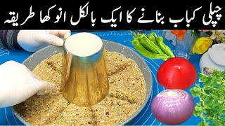 چپلی کباب کا بالکل نیا طریقہ کھانے والے انگلیوں کے ساتھ پلیٹ بھی چاٹ❤️New Style Chapli Kabab Recipe [upl. by Koehler]