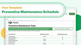 Creating a Preventive Maintenance Schedule Spreadsheet w Free Template  Fleet Management Tools [upl. by Hoffman]