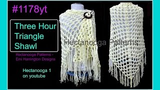 1178yt FREE CROCHET PATTERN Easy 3 hour TRIANGLE SHAWL top down all sizes sweaters amp tops [upl. by Adleme]