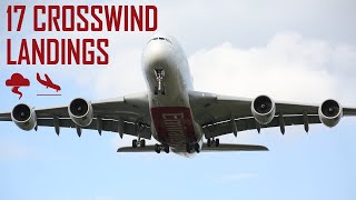 Epic CROSSWIND LANDINGS at London Heathrow 17 Big Planes 15th July 2023 [upl. by Torry]